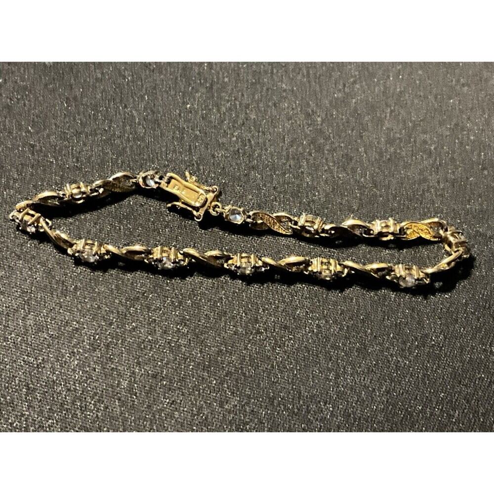 925 FAS Vermeil & Rhinestone Vintage Bracelet Size 7in